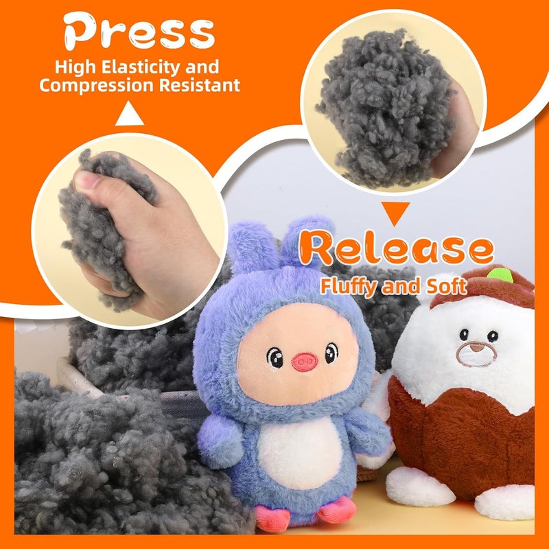 MORFEN 200g/7.05ozBlack and Grey Premium Polyfill Stuffing, Poly Filling Stuffing, Heat Fiber Fill, High Resilience Stuffing for Stuffed Animals Crafts Crochet - Image 3